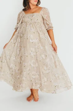 Fashion Worth Collective Mona Maxi Dress in Beige/Brown Floral (Restocking in Early August)