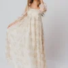 Fashion Worth Collective Mona Maxi Dress with Smocking in Cream Floral - Bump Friendly & Inclus