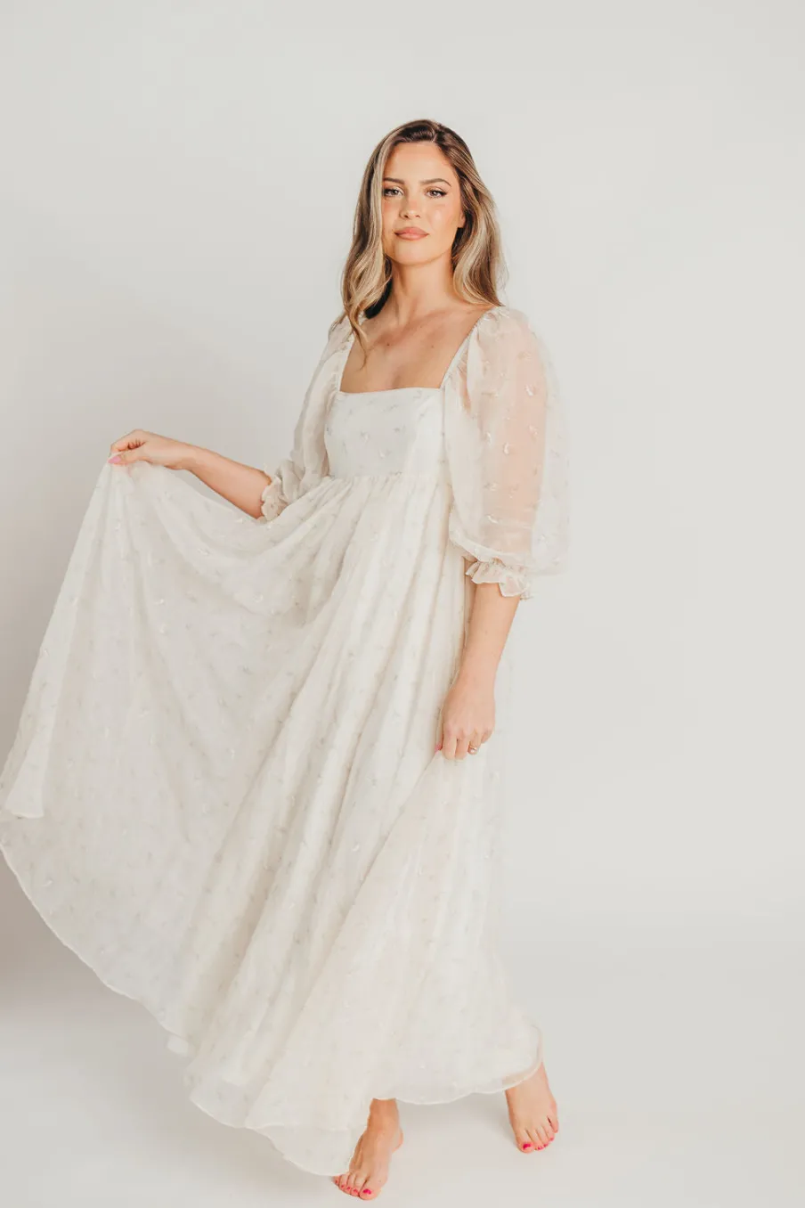 New Worth Collective Mona Maxi Dress with Smocking in Butter Floral - Bump Friendly & Inclu