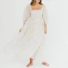 Fashion Worth Collective Mona Maxi Dress with Smocking in Ivory Floral - Bump Friendly & Inclus