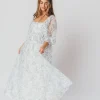 Online Worth Collective Mona Maxi Dress with Smocking in Blue White - Bump Friendly & Inclusiv