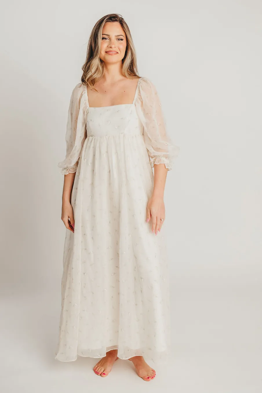 New Worth Collective Mona Maxi Dress with Smocking in Butter Floral - Bump Friendly & Inclu