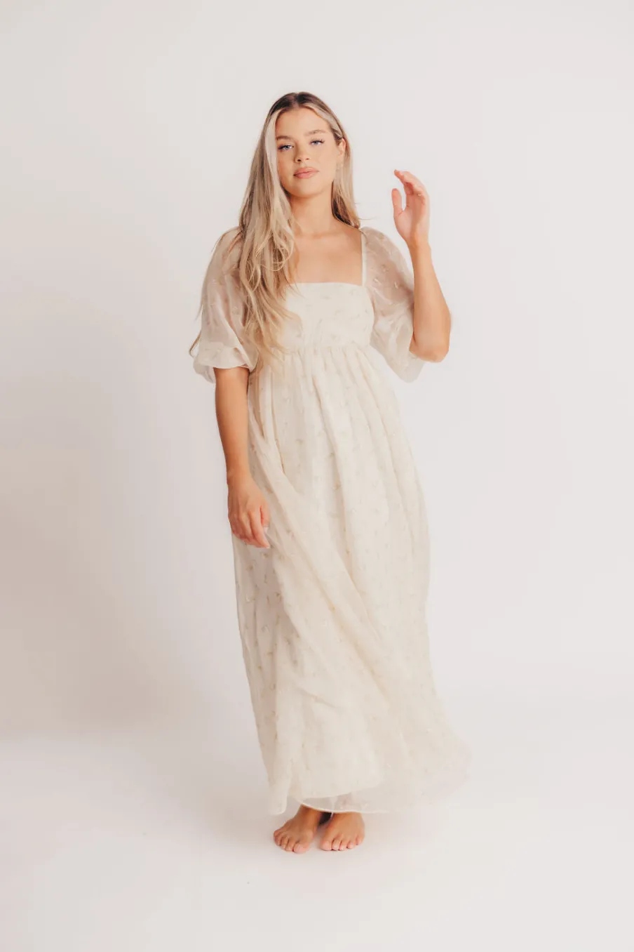New Worth Collective Mona Maxi Dress with Smocking in Butter Floral - Bump Friendly & Inclu