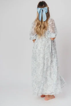 Online Worth Collective Mona Maxi Dress with Smocking in Blue White - Bump Friendly & Inclusiv