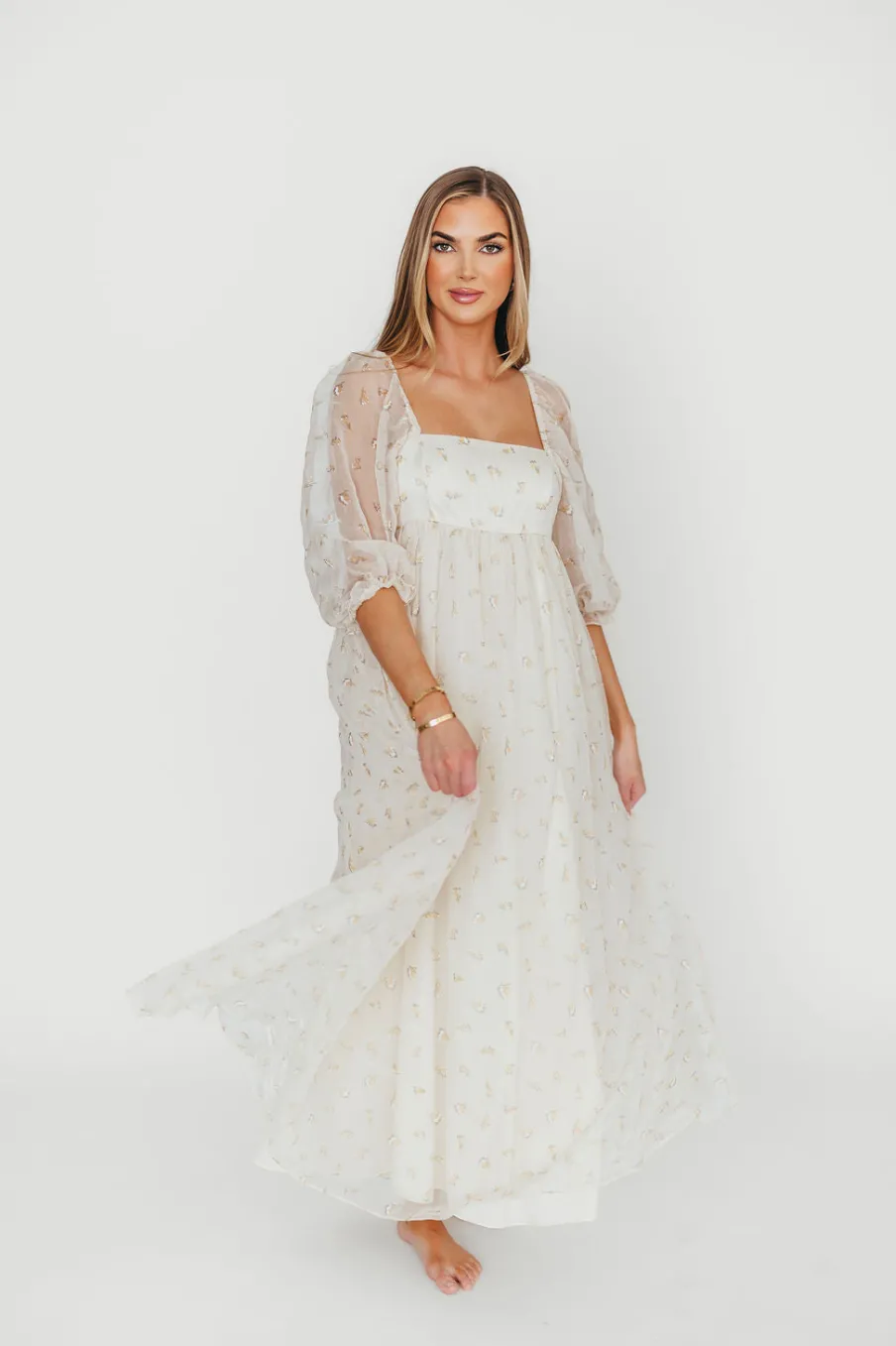 New Worth Collective Mona Maxi Dress with Smocking in Butter Floral - Bump Friendly & Inclu