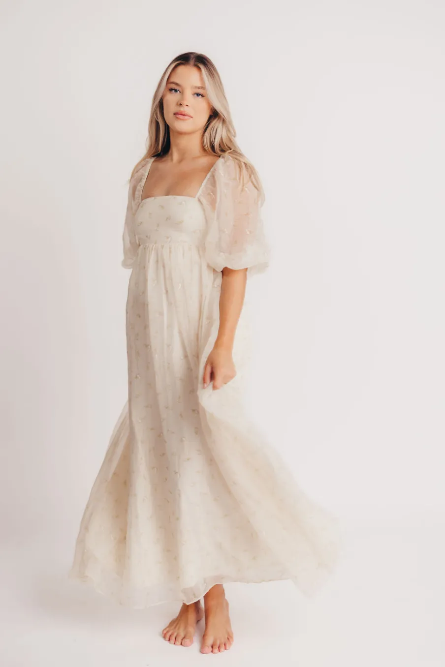 New Worth Collective Mona Maxi Dress with Smocking in Butter Floral - Bump Friendly & Inclu