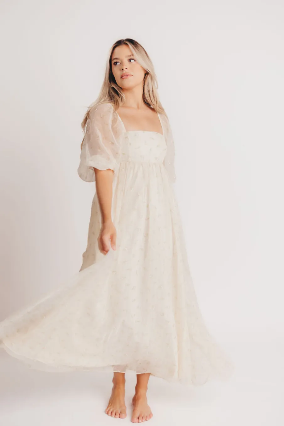 New Worth Collective Mona Maxi Dress with Smocking in Butter Floral - Bump Friendly & Inclu