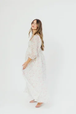 Fashion Worth Collective Mona Maxi Dress with Smocking in Ivory Floral - Bump Friendly & Inclus