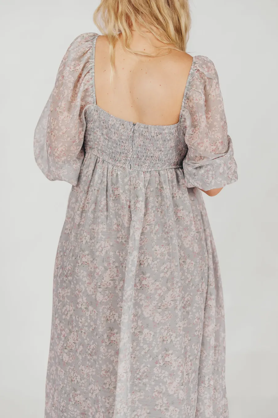 New Worth Collective Mona Maxi Dress with Smocking in Sage Green Floral - Bump Friendly & I