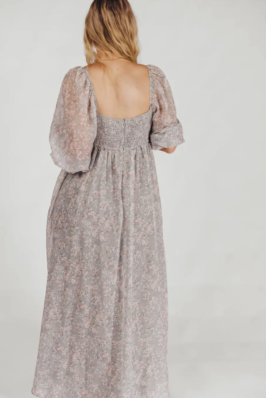 New Worth Collective Mona Maxi Dress with Smocking in Sage Green Floral - Bump Friendly & I
