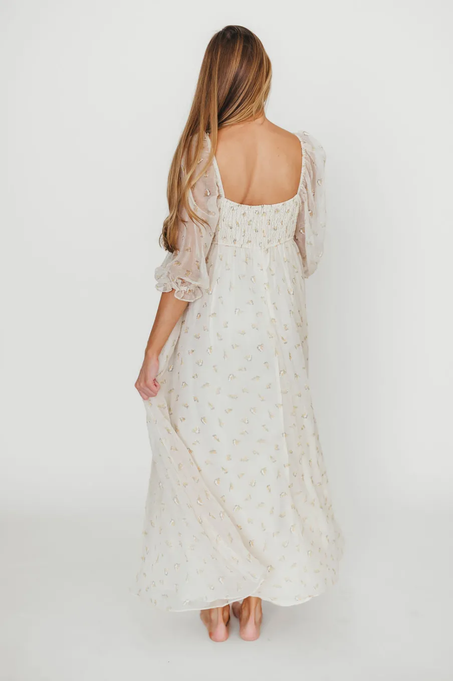 New Worth Collective Mona Maxi Dress with Smocking in Butter Floral - Bump Friendly & Inclu