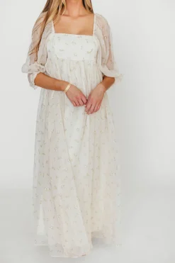 New Worth Collective Mona Maxi Dress with Smocking in Butter Floral - Bump Friendly & Inclu