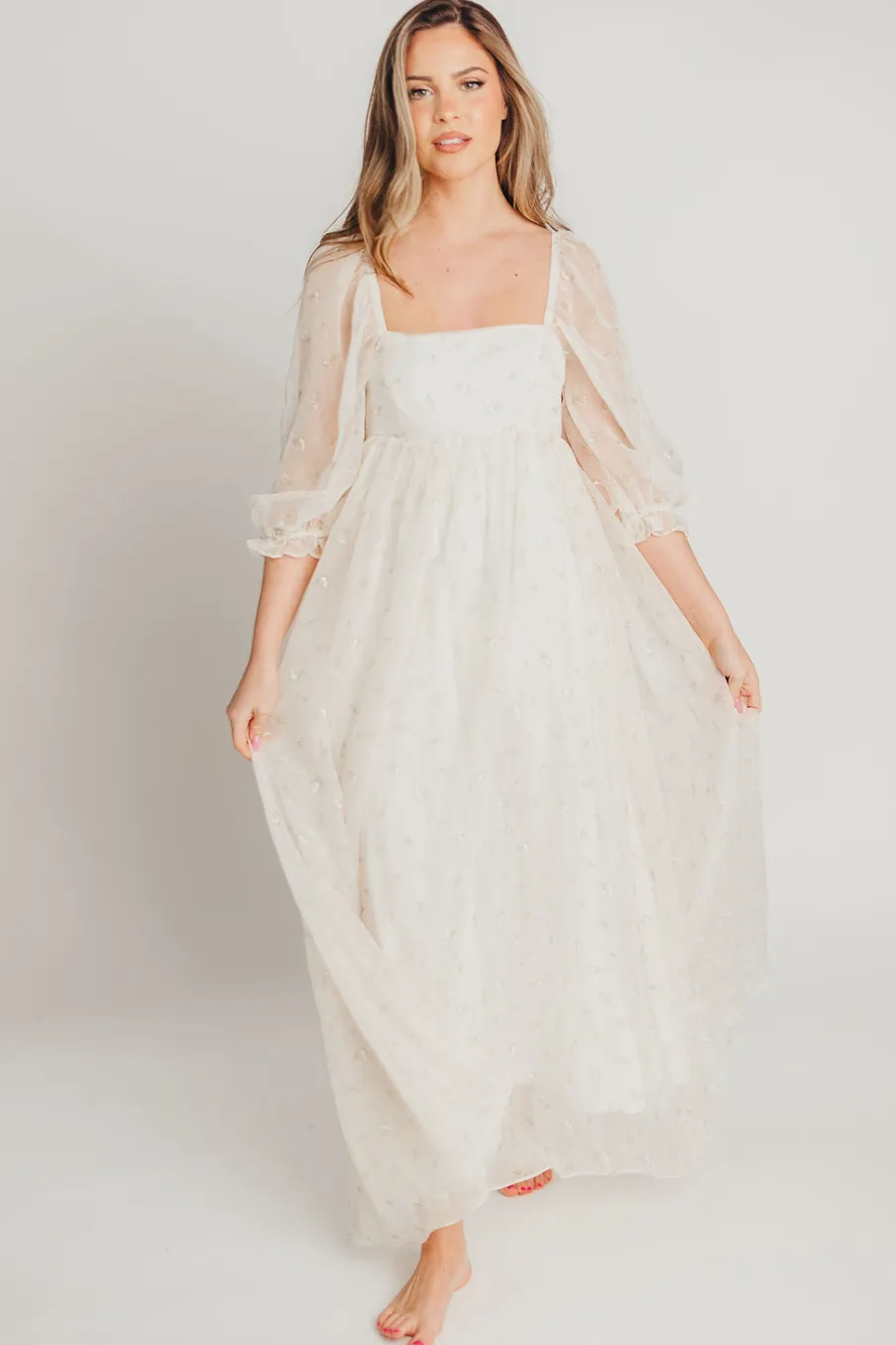 New Worth Collective Mona Maxi Dress with Smocking in Butter Floral - Bump Friendly & Inclu