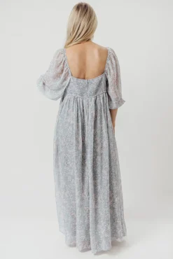 New Worth Collective Mona Maxi Dress with Smocking in Sage Green Floral - Bump Friendly & I