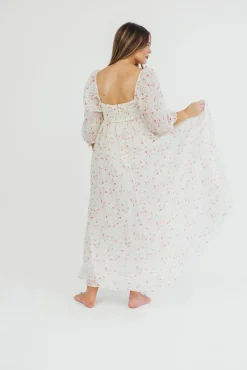 Fashion Worth Collective Mona Maxi Dress with Smocking in Ivory Floral - Bump Friendly & Inclus