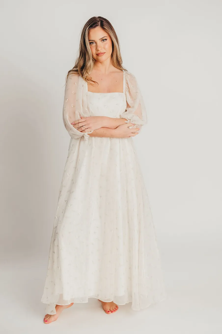 New Worth Collective Mona Maxi Dress with Smocking in Butter Floral - Bump Friendly & Inclu
