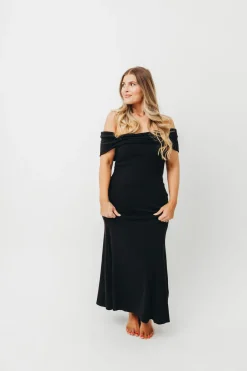 Hot Worth Collective Monroe Maxi Dress in Black -Bump Friendly