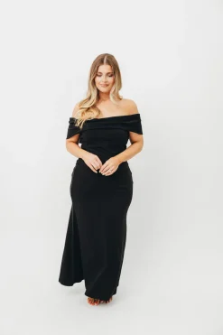 Hot Worth Collective Monroe Maxi Dress in Black -Bump Friendly