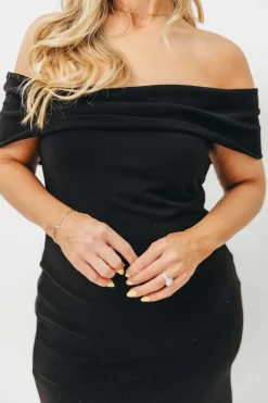 Hot Worth Collective Monroe Maxi Dress in Black -Bump Friendly
