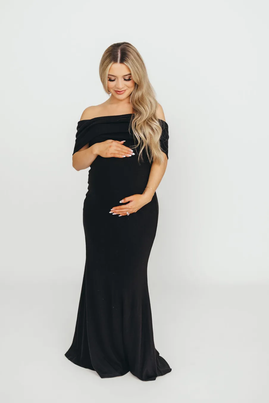 Hot Worth Collective Monroe Maxi Dress in Black -Bump Friendly