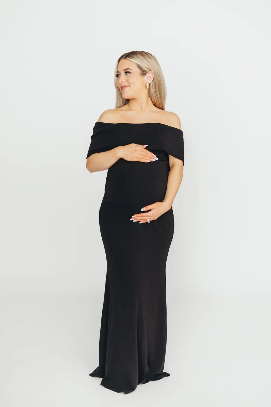 Hot Worth Collective Monroe Maxi Dress in Black -Bump Friendly