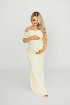 Outlet Worth Collective Monroe Maxi Dress in Butter Yellow- Bump Friendly *PRE-ORDER*
