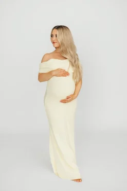 Outlet Worth Collective Monroe Maxi Dress in Butter Yellow- Bump Friendly *PRE-ORDER*