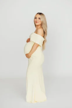 Outlet Worth Collective Monroe Maxi Dress in Butter Yellow- Bump Friendly *PRE-ORDER*