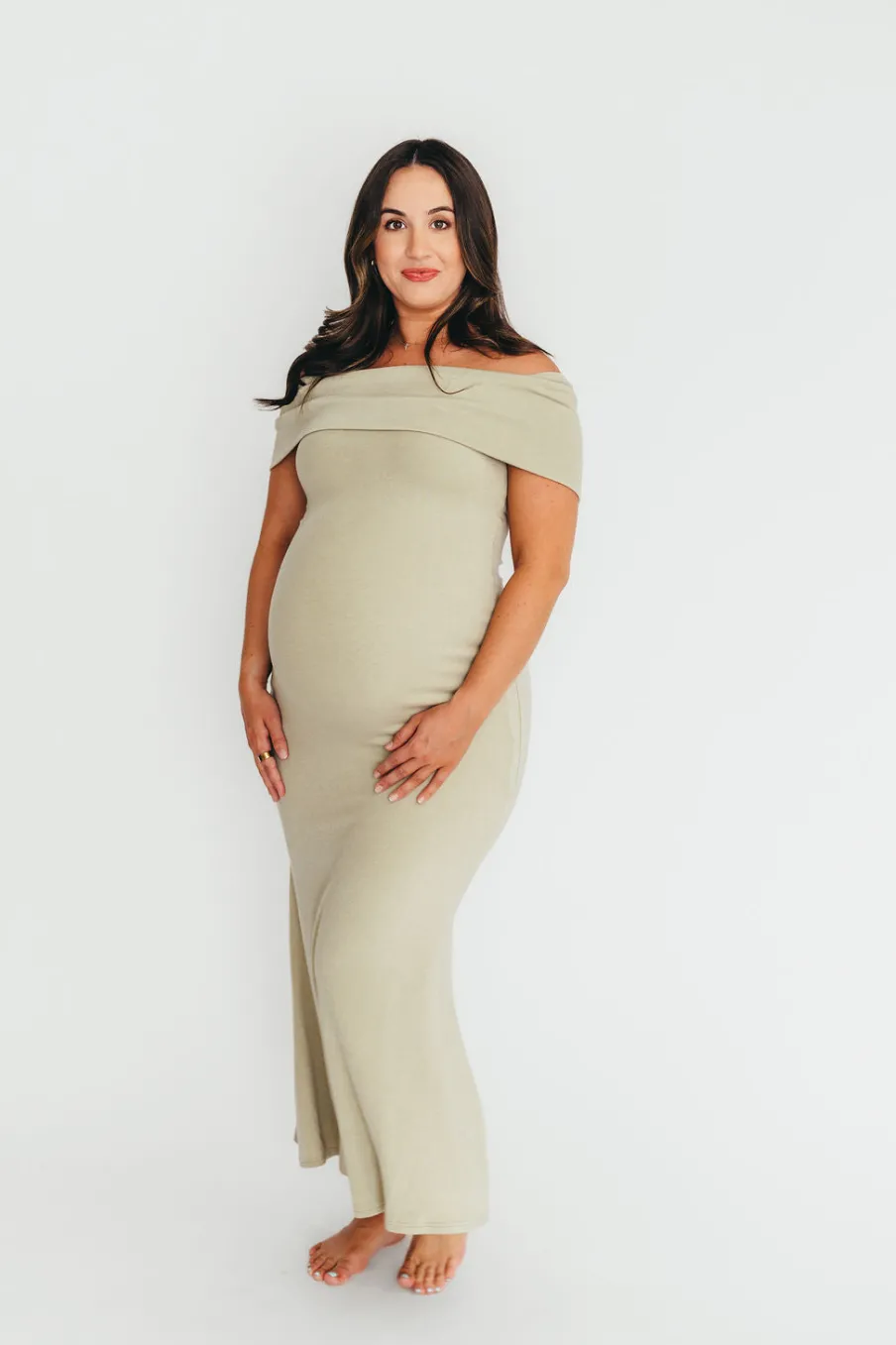 New Worth Collective Monroe Maxi Dress in Sage - Bump Friendly