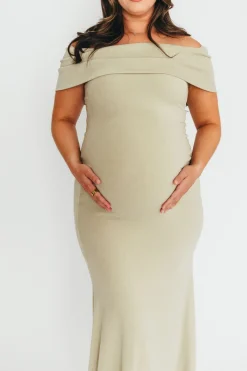 New Worth Collective Monroe Maxi Dress in Sage - Bump Friendly