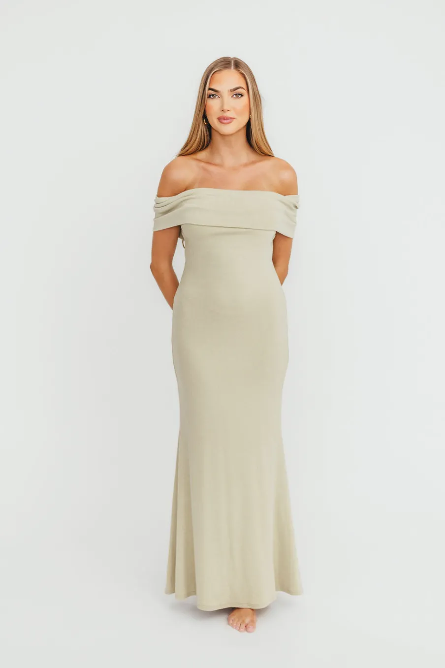 New Worth Collective Monroe Maxi Dress in Sage - Bump Friendly