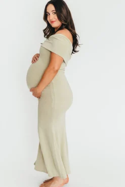 New Worth Collective Monroe Maxi Dress in Sage - Bump Friendly
