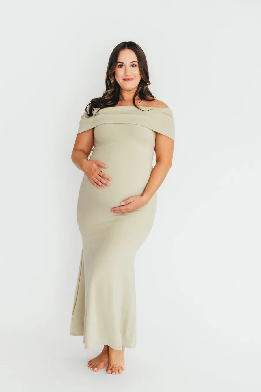 New Worth Collective Monroe Maxi Dress in Sage - Bump Friendly