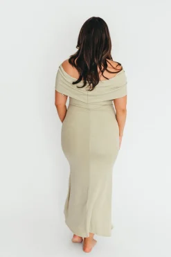 New Worth Collective Monroe Maxi Dress in Sage - Bump Friendly