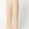 Online Worth Collective Murphy Track Pants with Bow Detail in Taupe/White