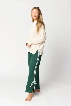 Clearance Worth Collective Murphy Track Pants with Bow Detail in Green/White