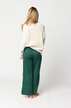 Clearance Worth Collective Murphy Track Pants with Bow Detail in Green/White