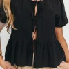 Discount Worth Collective Mylie Tie Top Woven in Black