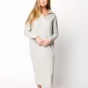 Fashion Worth Collective Myra Collared Long Sleeve Maxi Dress in Heather Grey