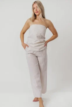 Outlet Worth Collective Myrna Linen Top in Khaki