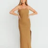 Fashion Worth Collective Naidelyn Strapless Maxi Dress in Golden Palm