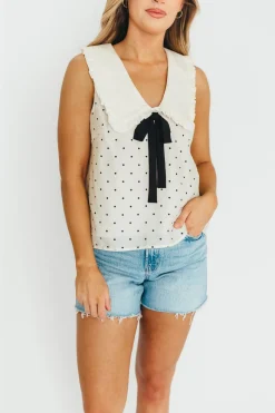 Discount Worth Collective Nelly Polka Dot Blouse in Cream/Black