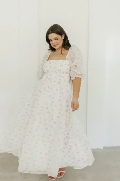 New Worth Collective *New* Mona Maxi Dress with Smocking in Blush Floral - Bump Friendly &