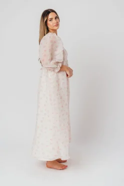 New Worth Collective *New* Mona Maxi Dress with Smocking in Blush Floral - Bump Friendly &