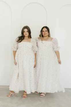 New Worth Collective *New* Mona Maxi Dress with Smocking in Blush Floral - Bump Friendly &