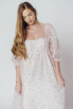 New Worth Collective *New* Mona Maxi Dress with Smocking in Blush Floral - Bump Friendly &