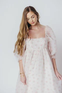 New Worth Collective *New* Mona Maxi Dress with Smocking in Blush Floral - Bump Friendly &