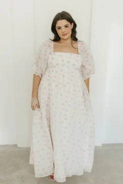New Worth Collective *New* Mona Maxi Dress with Smocking in Blush Floral - Bump Friendly &