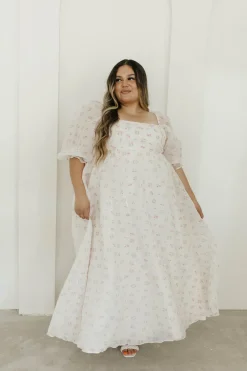 New Worth Collective *New* Mona Maxi Dress with Smocking in Blush Floral - Bump Friendly &