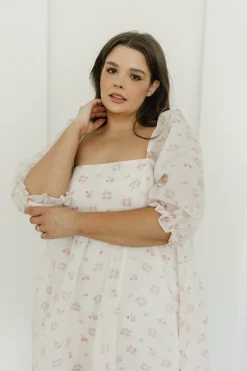 New Worth Collective *New* Mona Maxi Dress with Smocking in Blush Floral - Bump Friendly &